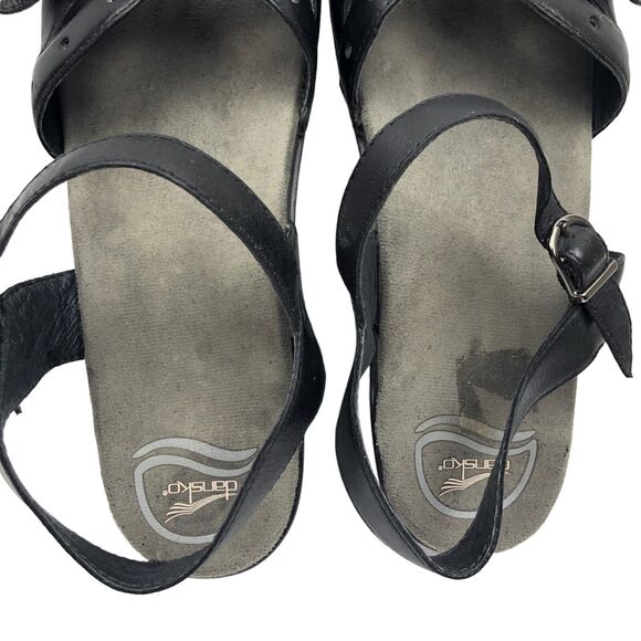 Dansko Sissy Sandals Sz 41 10.5 - 11 Leather Strappy Heel Buckle Platform Shoes - Picture 5 of 11